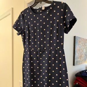 Adorable navy with white polka dot dress, size large
